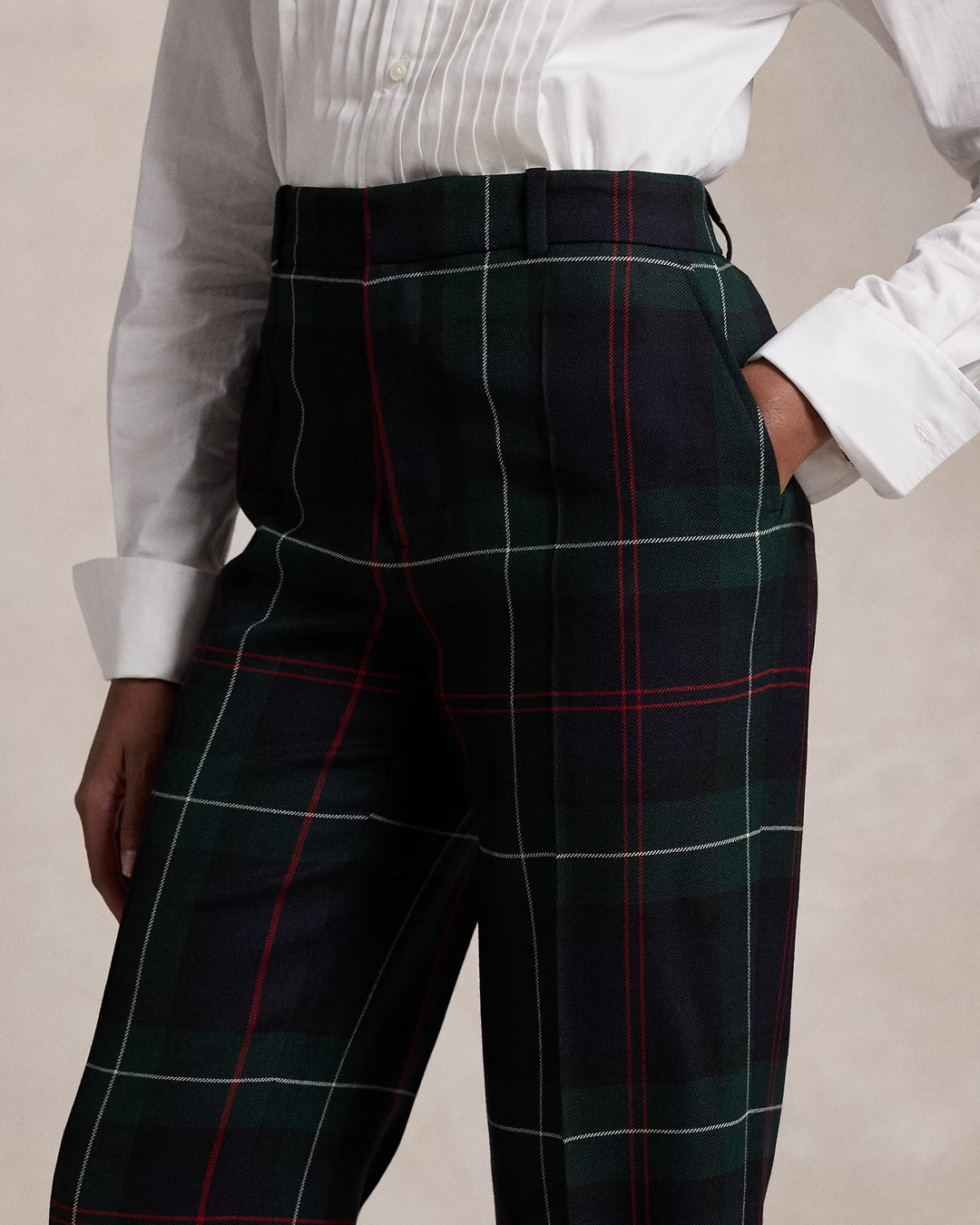 Ralph Lauren Plaid Wool Relaxed Straight Pant