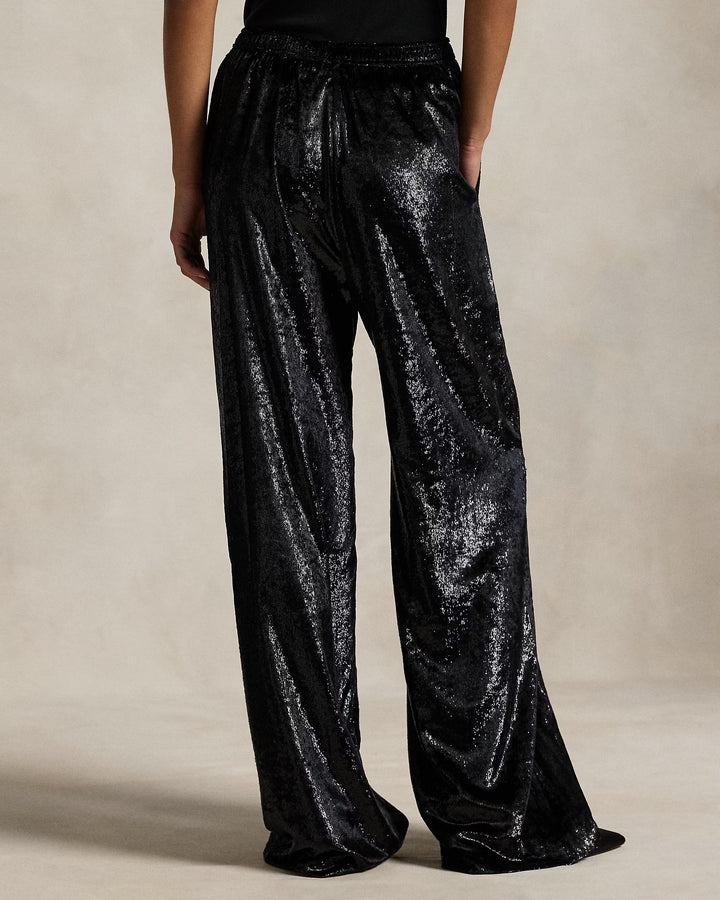 Ralph Lauren Metallic Velvet Wide-Leg Pant