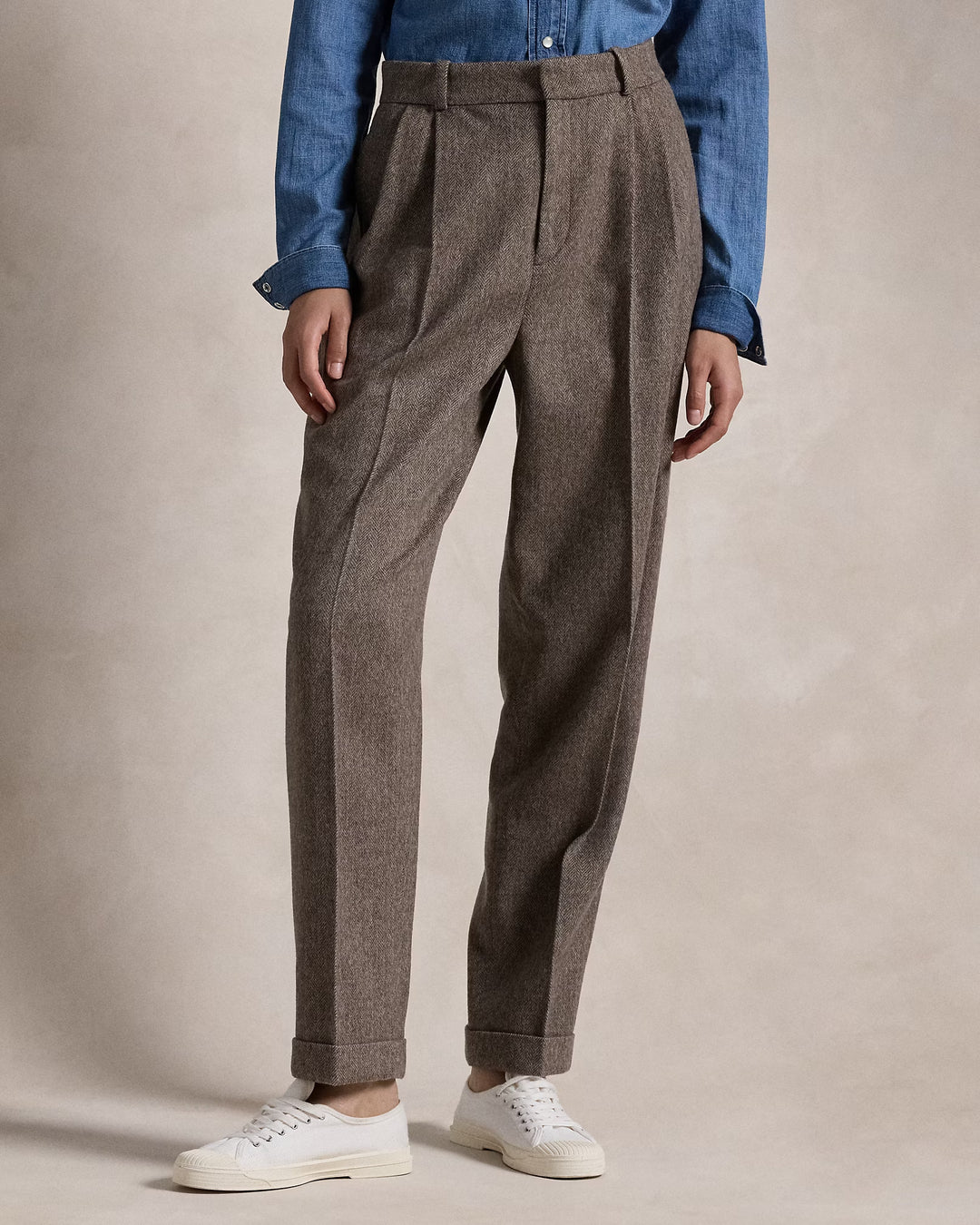 Ralph Lauren Herringbone Wool Tapered Pant