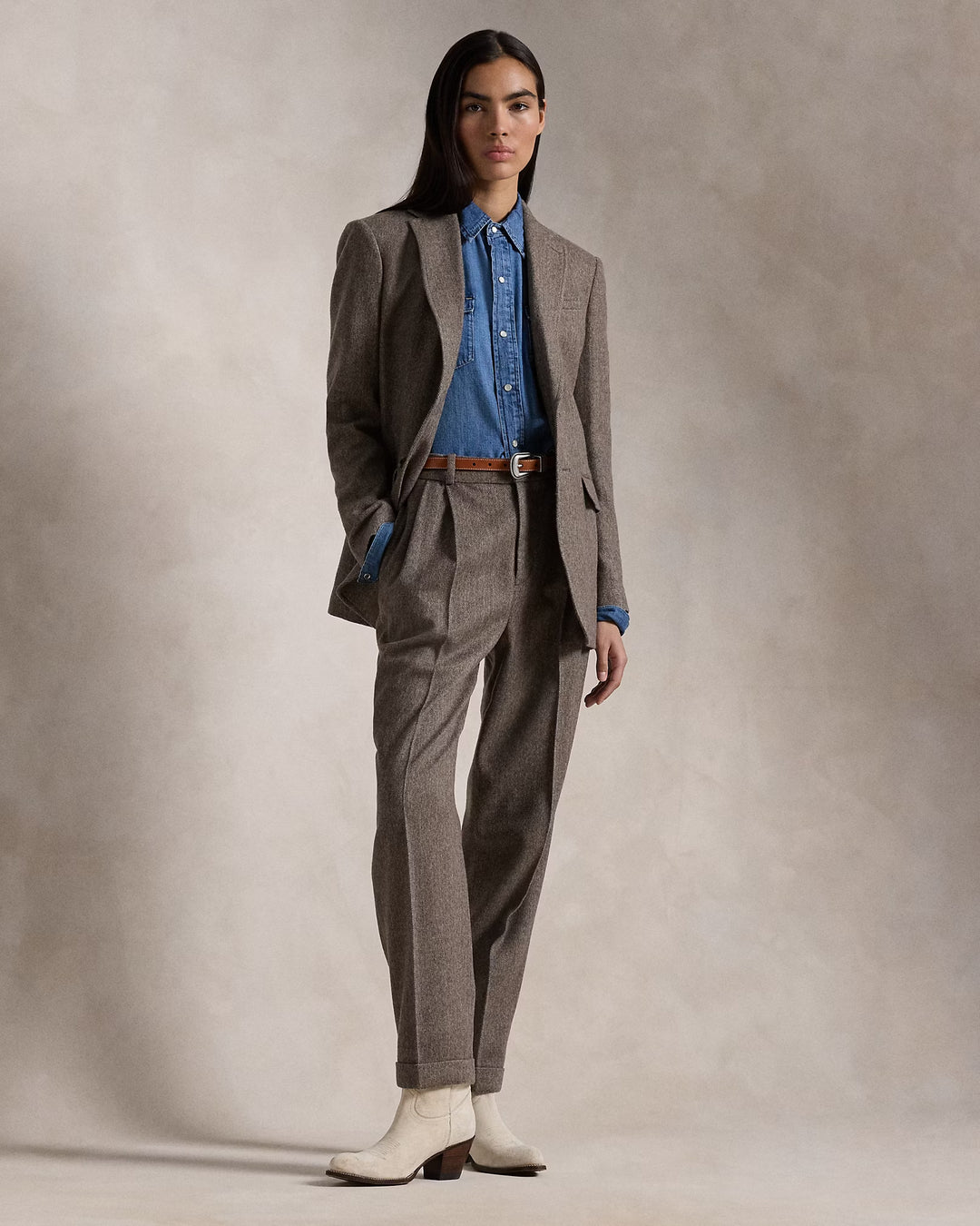 Ralph Lauren Herringbone Wool Tapered Pant