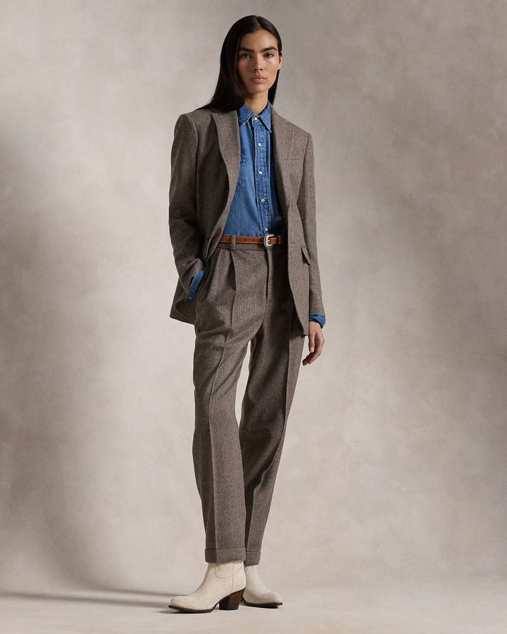 Ralph Lauren Herringbone Wool Tapered Pant