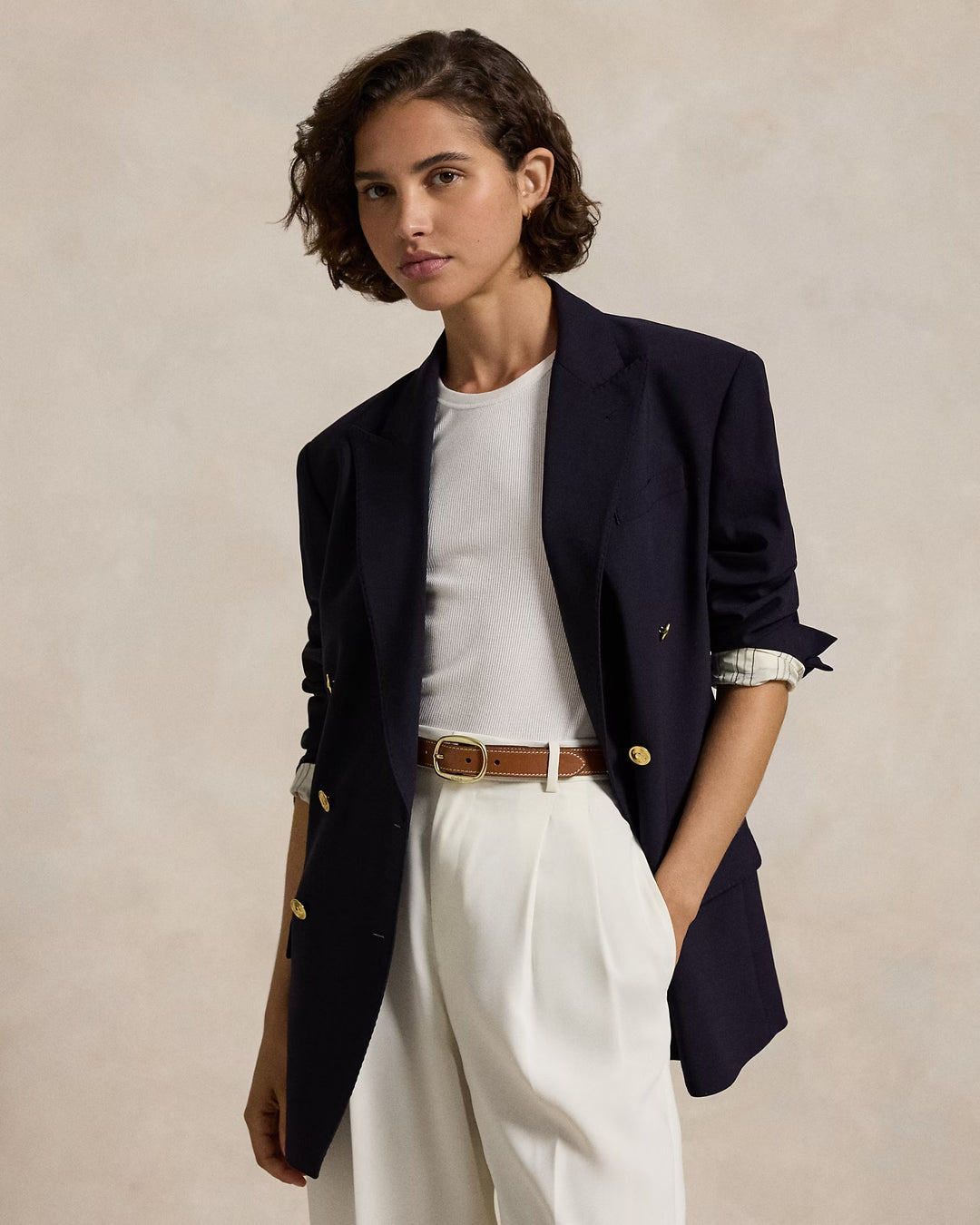 Ralph Lauren Double-Breasted Stretch Wool Blazer
