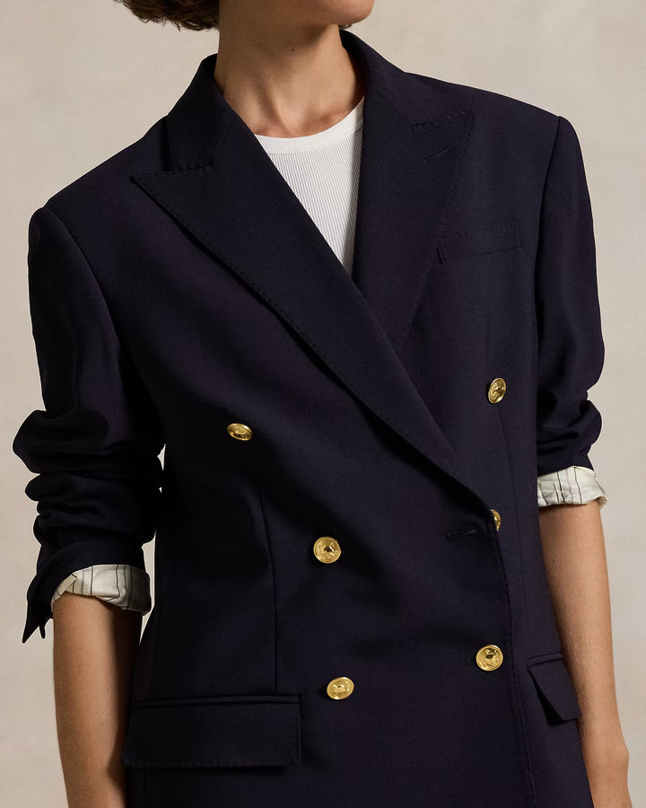 Ralph Lauren Double-Breasted Stretch Wool Blazer