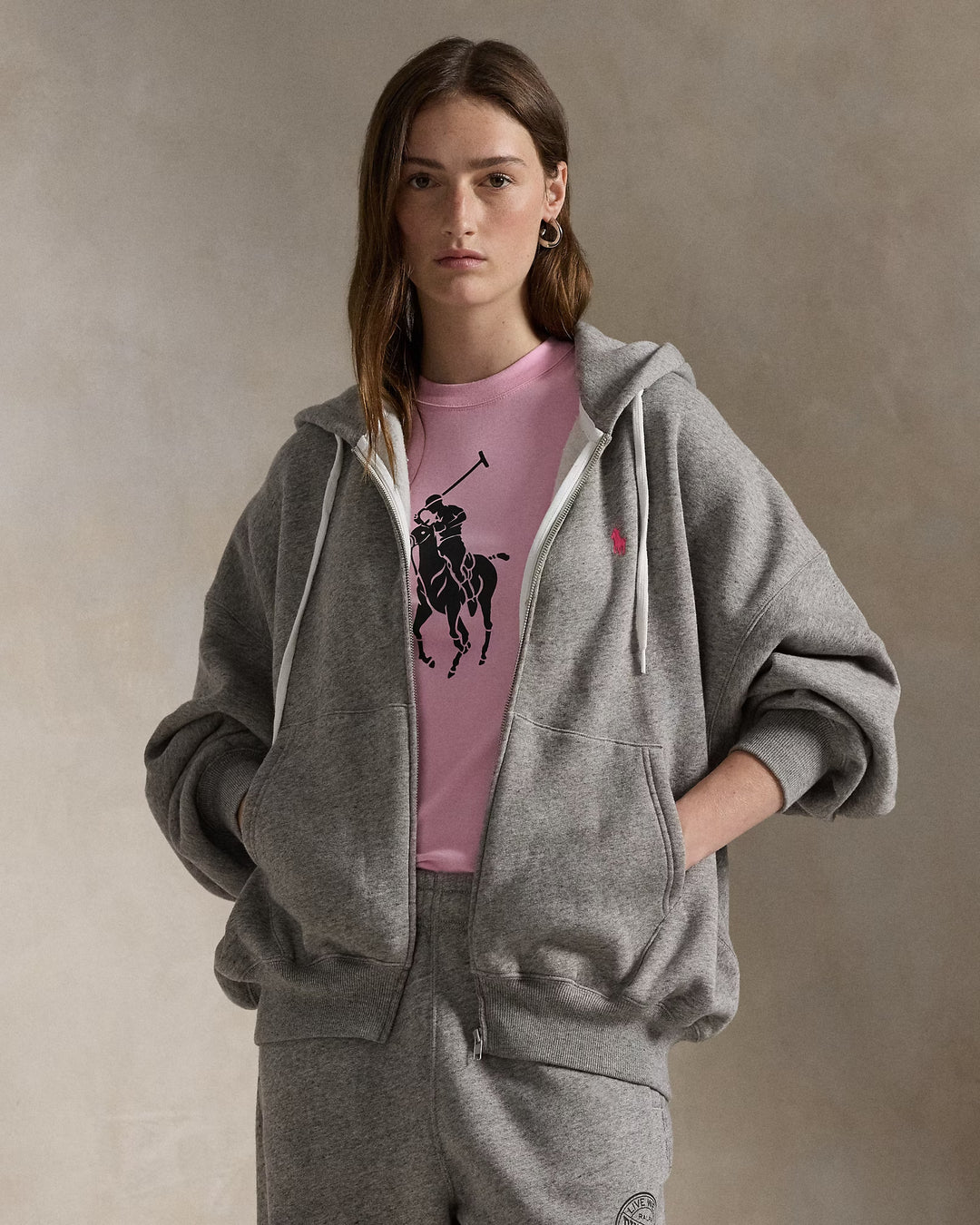 Ralph Lauren Pink Pony Fleece Full-Zip Hoodie