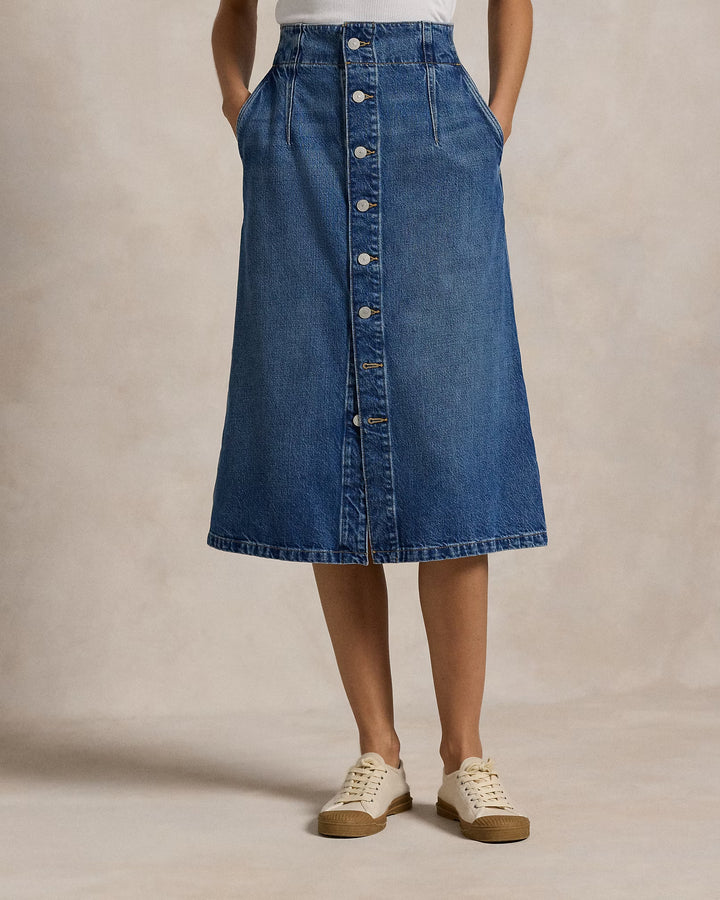 Ralph Lauren Denim A-Line Midi Skirt