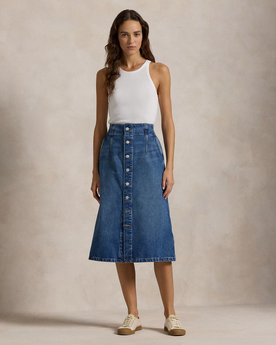 Ralph Lauren Denim A-Line Midi Skirt