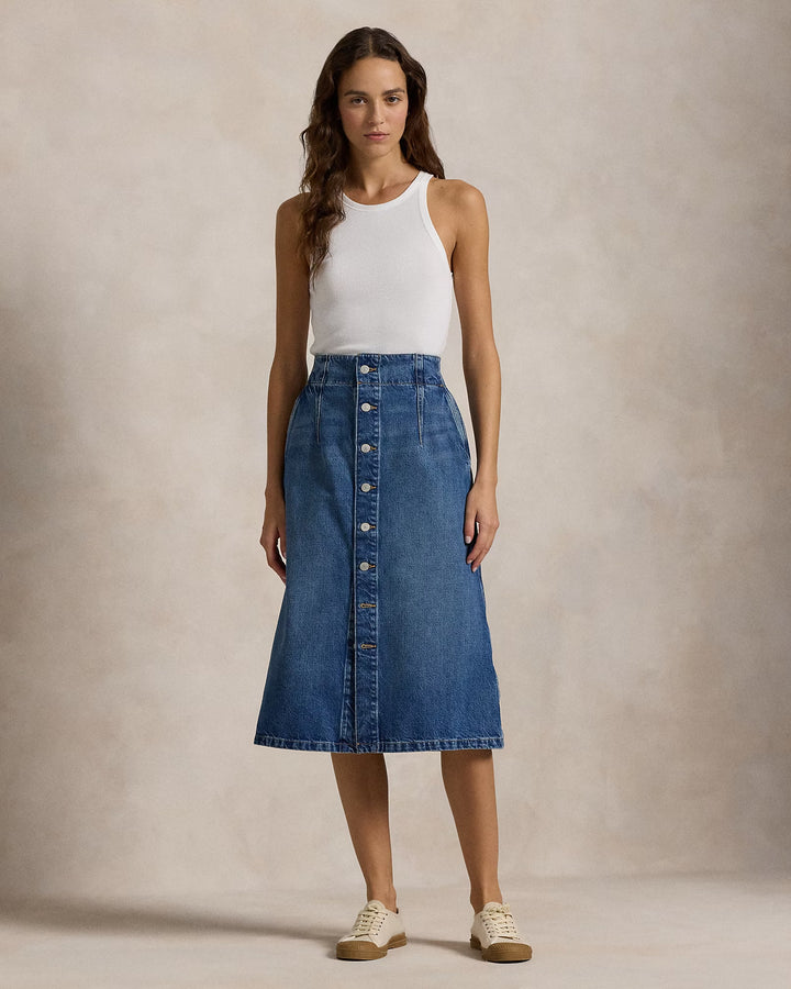 Ralph Lauren Denim A-Line Midi Skirt