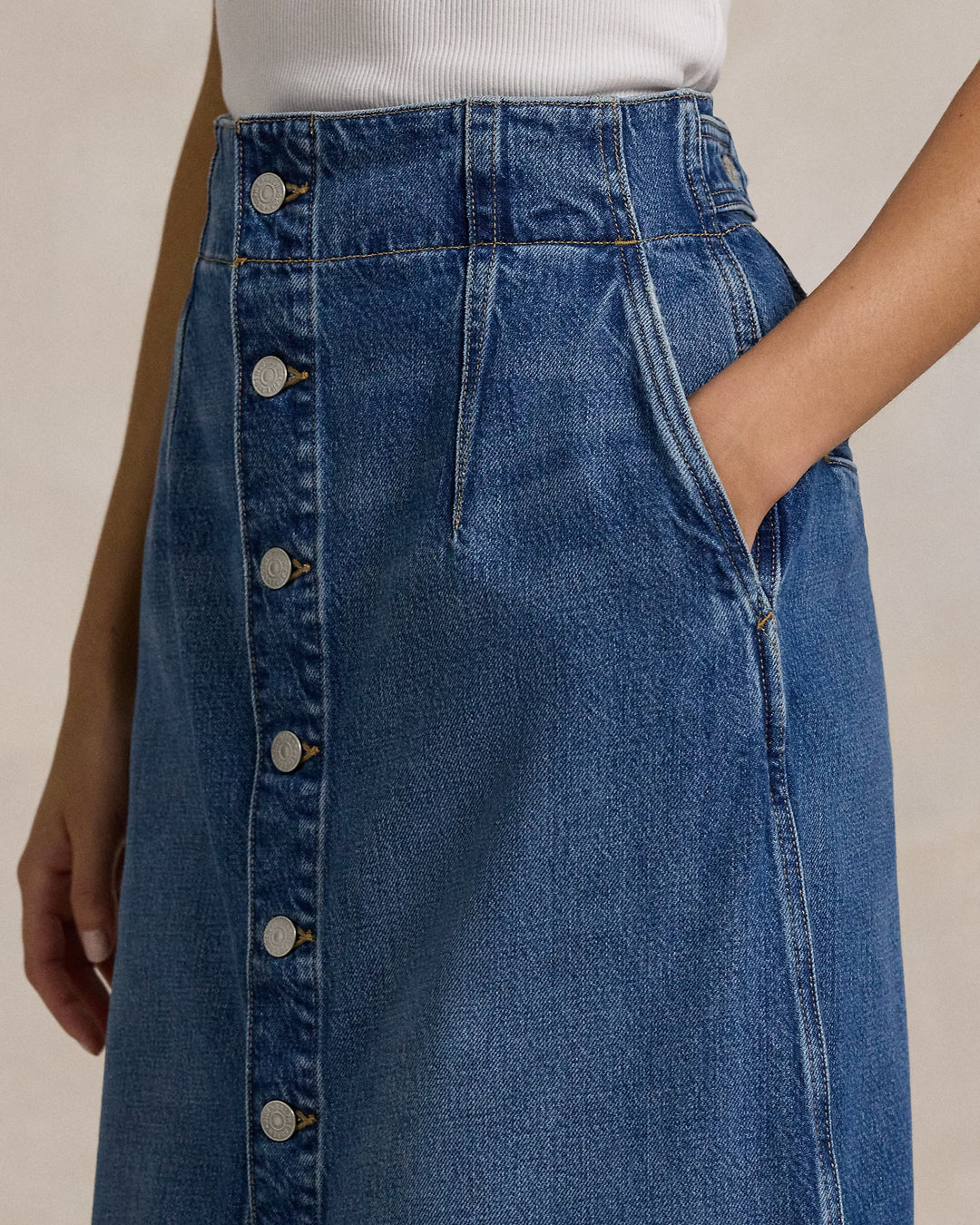 Ralph Lauren Denim A-Line Midi Skirt