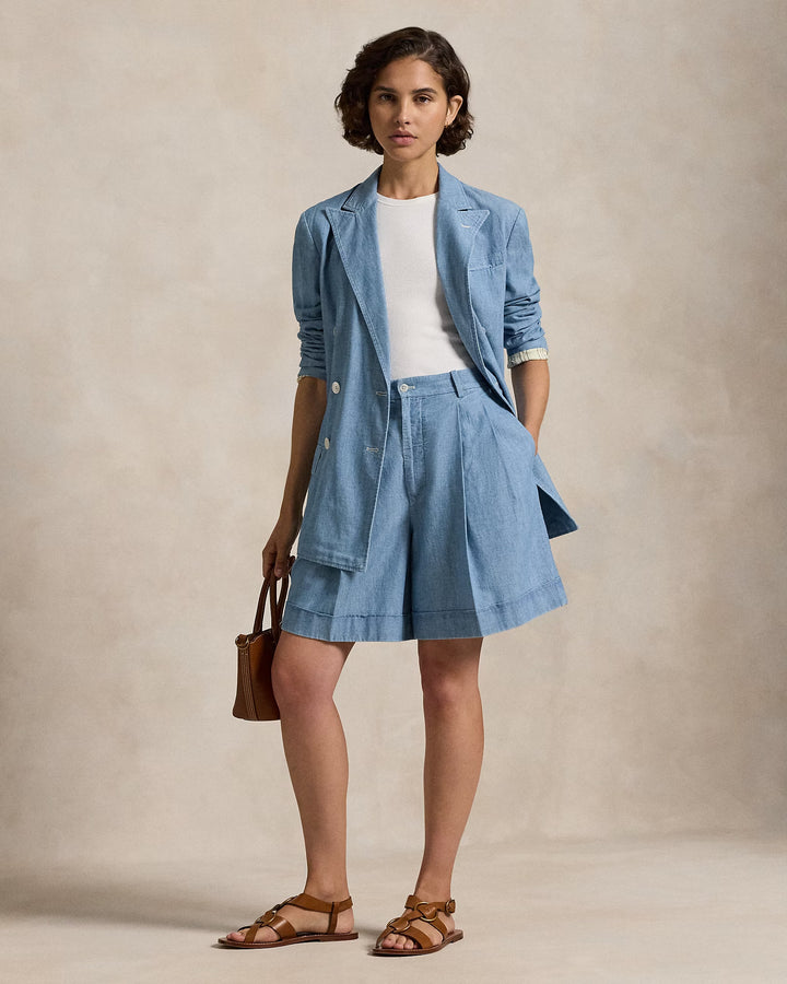 Ralph Lauren Pleated Cotton Chambray Short