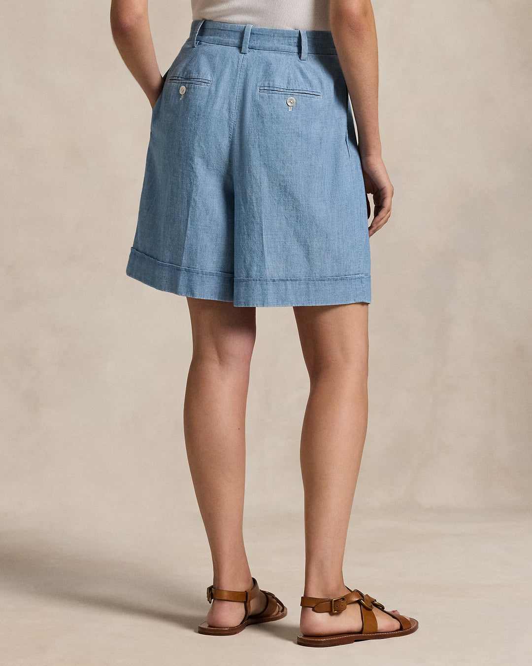 Ralph Lauren Pleated Cotton Chambray Short