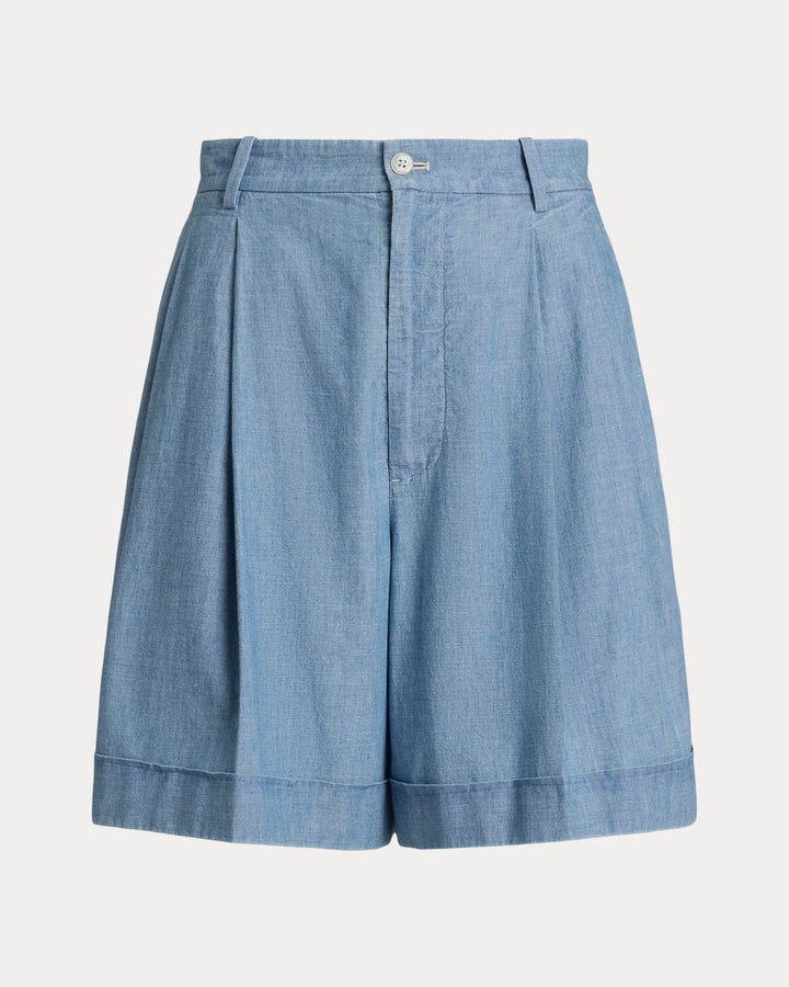 Ralph Lauren Pleated Cotton Chambray Short