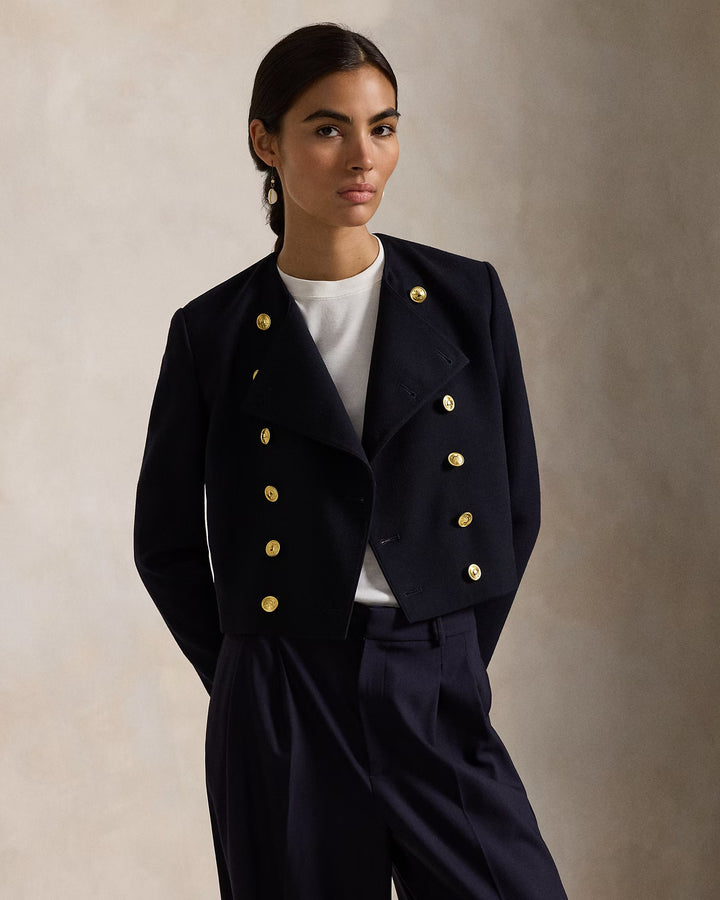 Ralph Lauren Wool Crepe Cropped Jacket