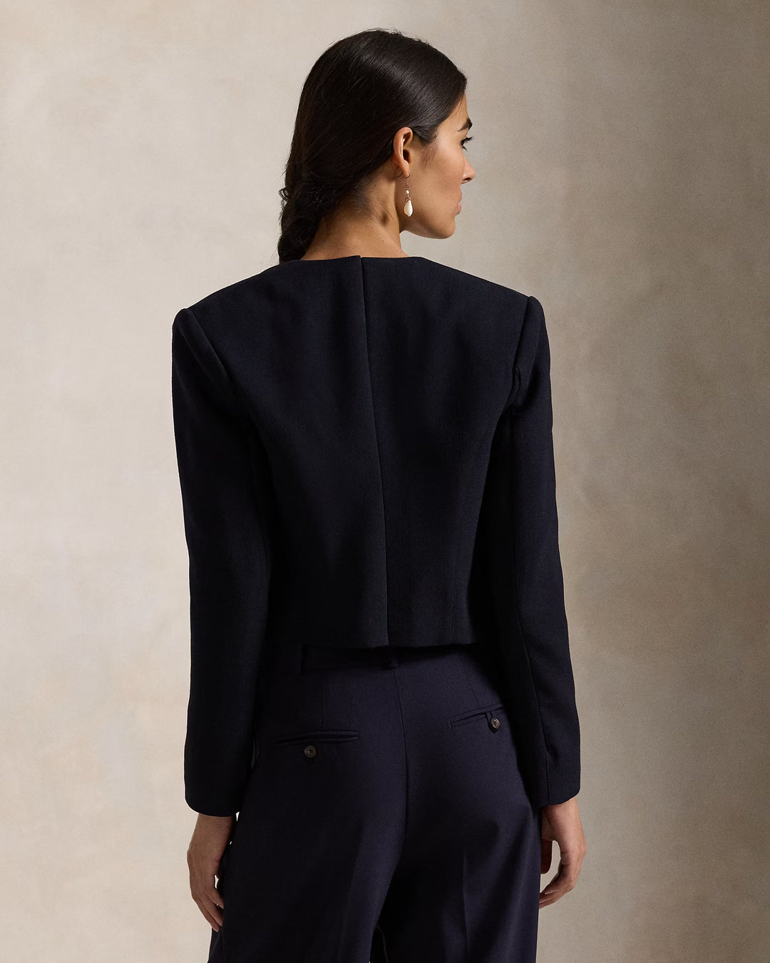 Ralph Lauren Wool Crepe Cropped Jacket