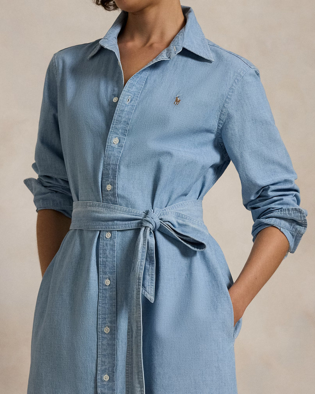 Ralph Lauren Cotton Chambray Belted Shirtdress