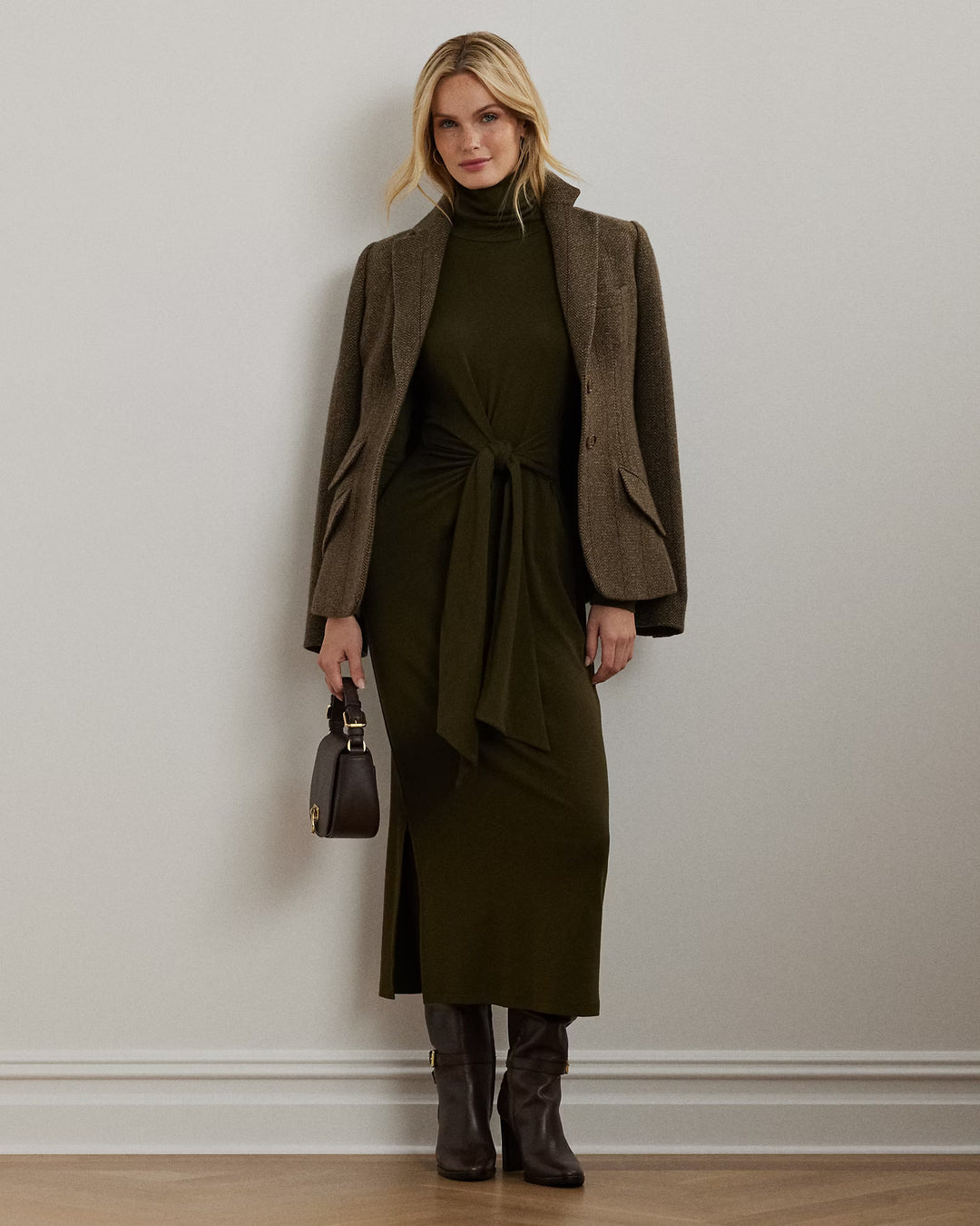 Ralph Lauren Tie-Front Turtleneck Dress