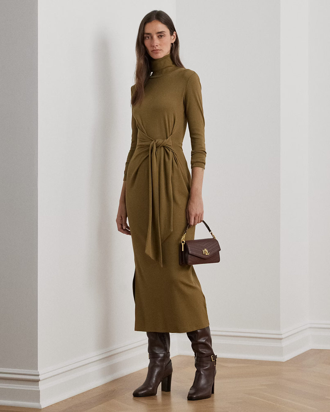 Ralph Lauren Tie-Front Turtleneck Dress