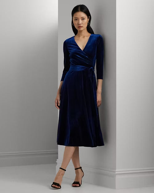 Ralph Lauren Surplice Velvet Dress