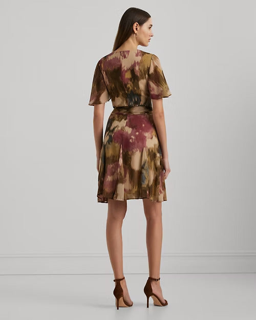 Ralph Lauren Floral Crinkle Georgette Surplice Dress