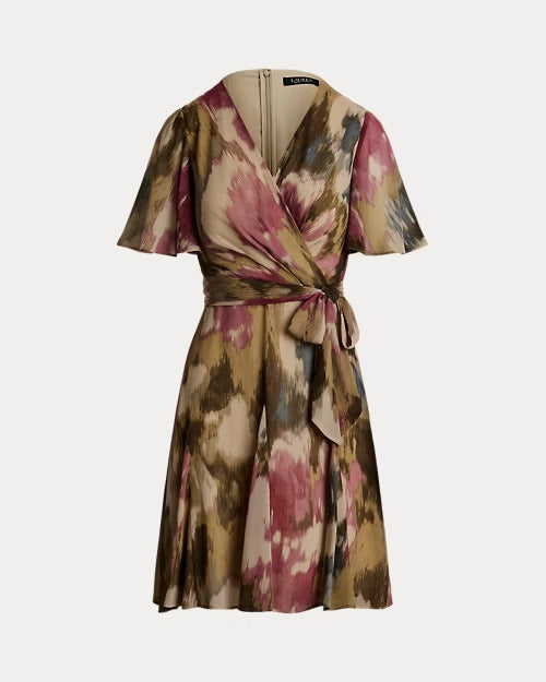 Ralph Lauren Floral Crinkle Georgette Surplice Dress
