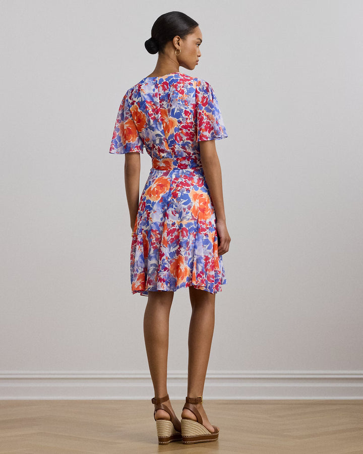 Ralph Lauren Floral Crinkle Georgette Surplice Dress