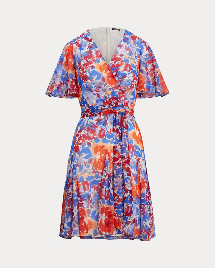 Ralph Lauren Floral Crinkle Georgette Surplice Dress