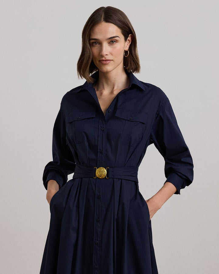 Ralph Lauren Belted Cotton-Blend Midi Shirtdress