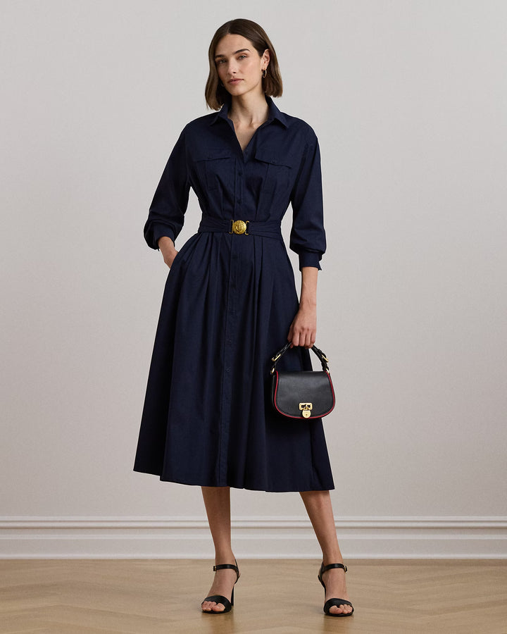 Ralph Lauren Belted Cotton-Blend Midi Shirtdress