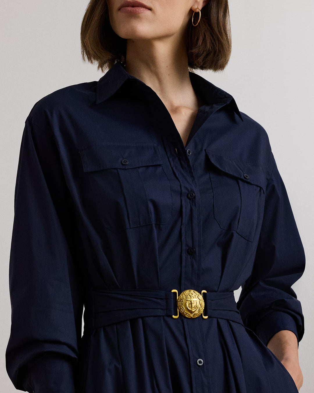 Ralph Lauren Belted Cotton-Blend Midi Shirtdress