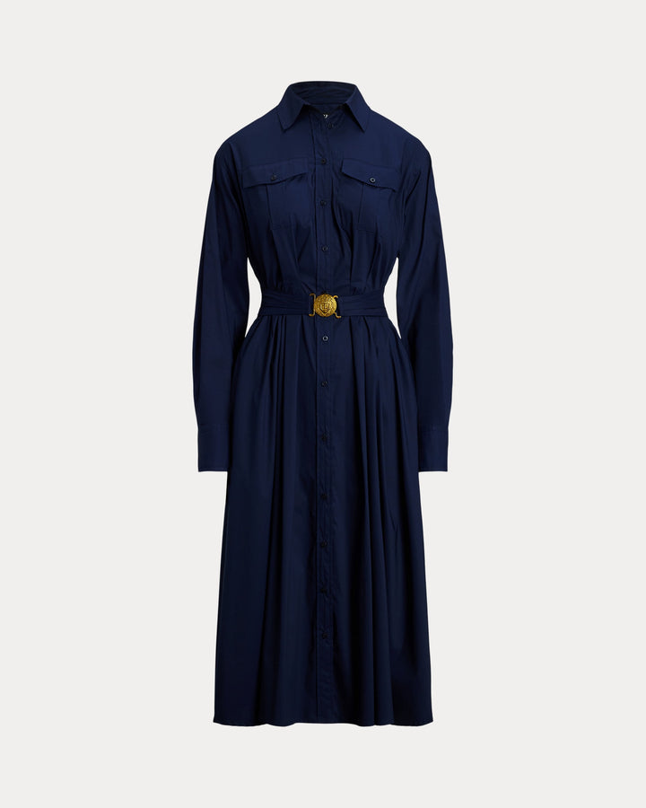 Ralph Lauren Belted Cotton-Blend Midi Shirtdress