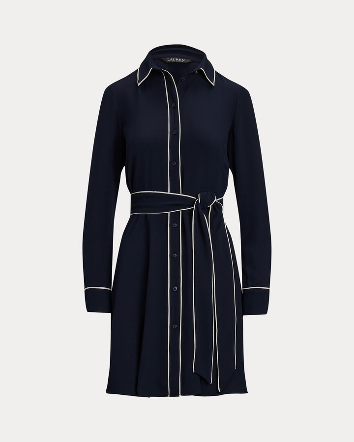 Ralph Lauren Two-Tone Belted Georgette Shirtdress