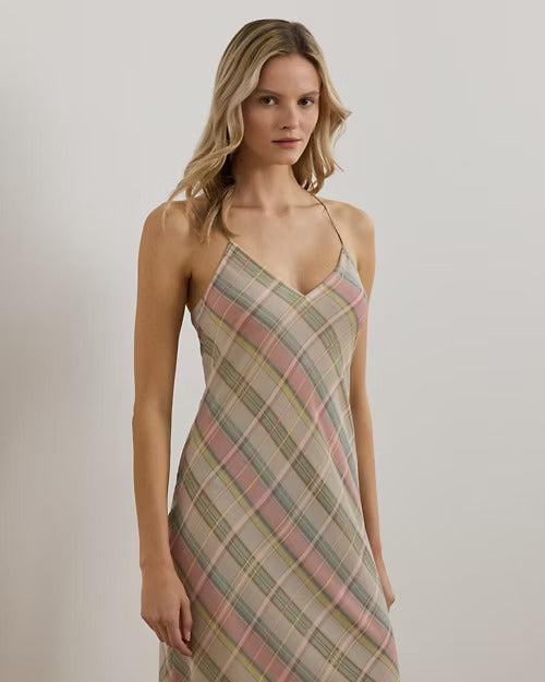 Ralph Lauren Plaid Chiffon Slip Dress