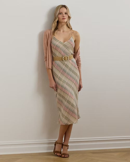 Ralph Lauren Plaid Chiffon Slip Dress