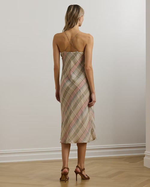 Ralph Lauren Plaid Chiffon Slip Dress