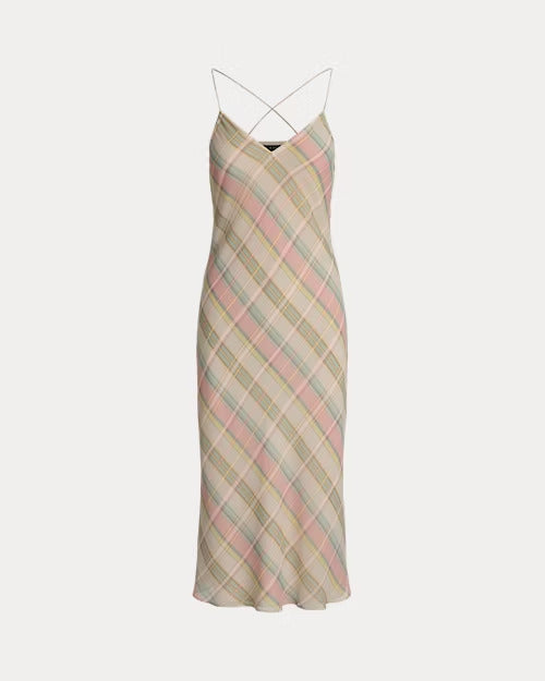Ralph Lauren Plaid Chiffon Slip Dress