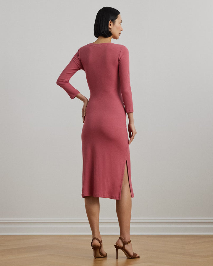Ralph Lauren Tie-Front Cotton-Blend Crewneck Dress