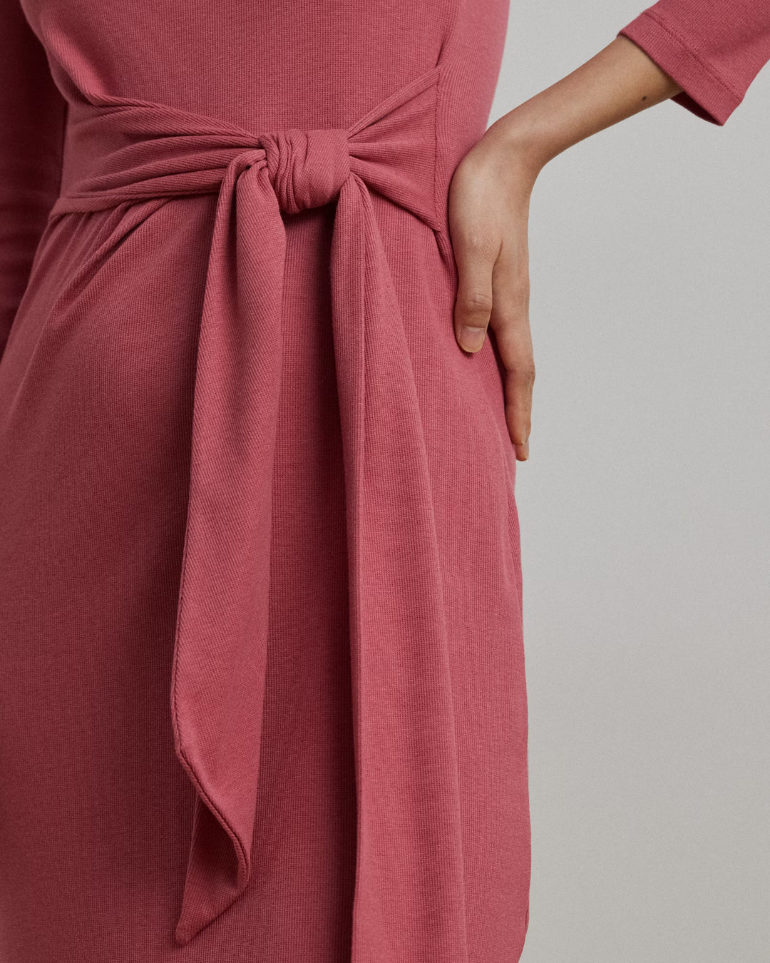 Ralph Lauren Tie-Front Cotton-Blend Crewneck Dress