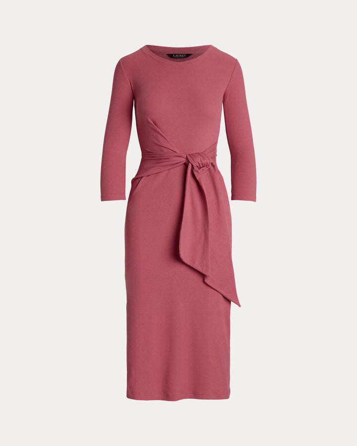 Ralph Lauren Tie-Front Cotton-Blend Crewneck Dress