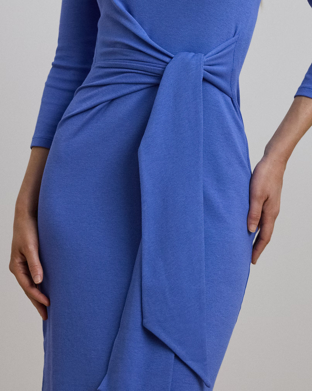 Ralph Lauren Tie-Front Cotton-Blend Crewneck Dress