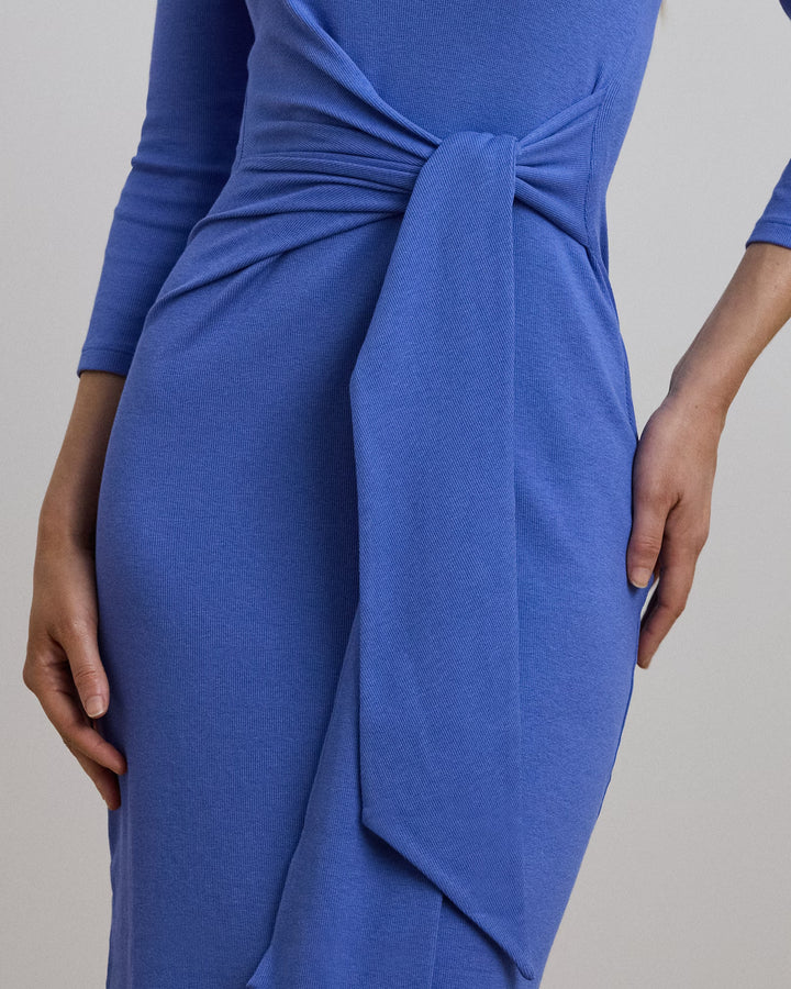 Ralph Lauren Tie-Front Cotton-Blend Crewneck Dress