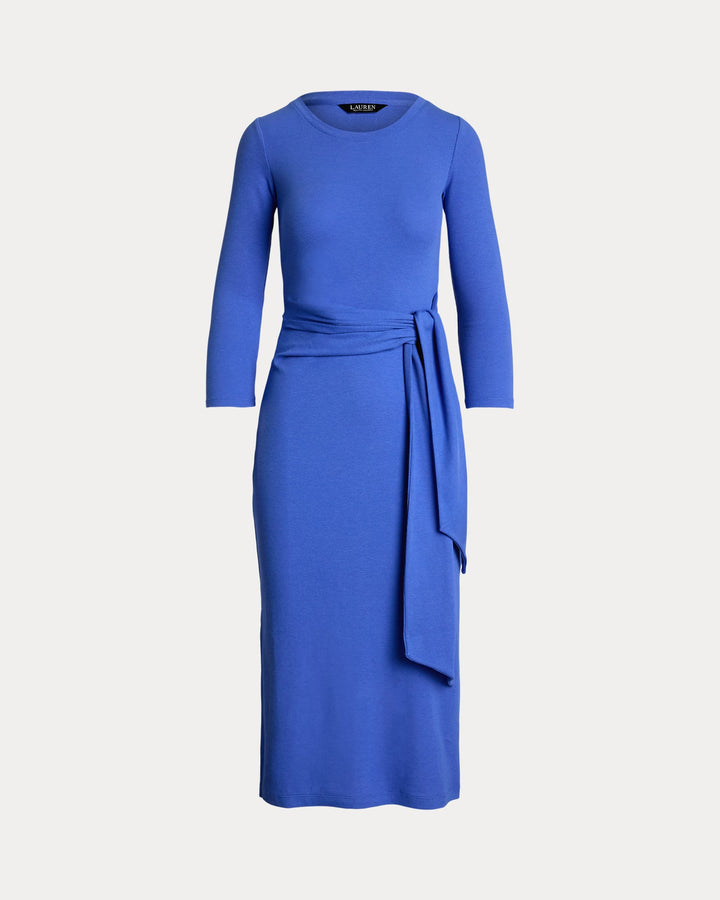 Ralph Lauren Tie-Front Cotton-Blend Crewneck Dress