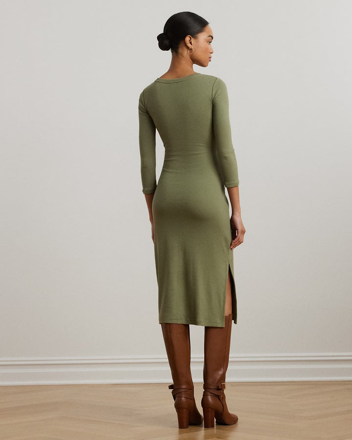 Ralph Lauren Tie-Front Cotton-Blend Crewneck Dress
