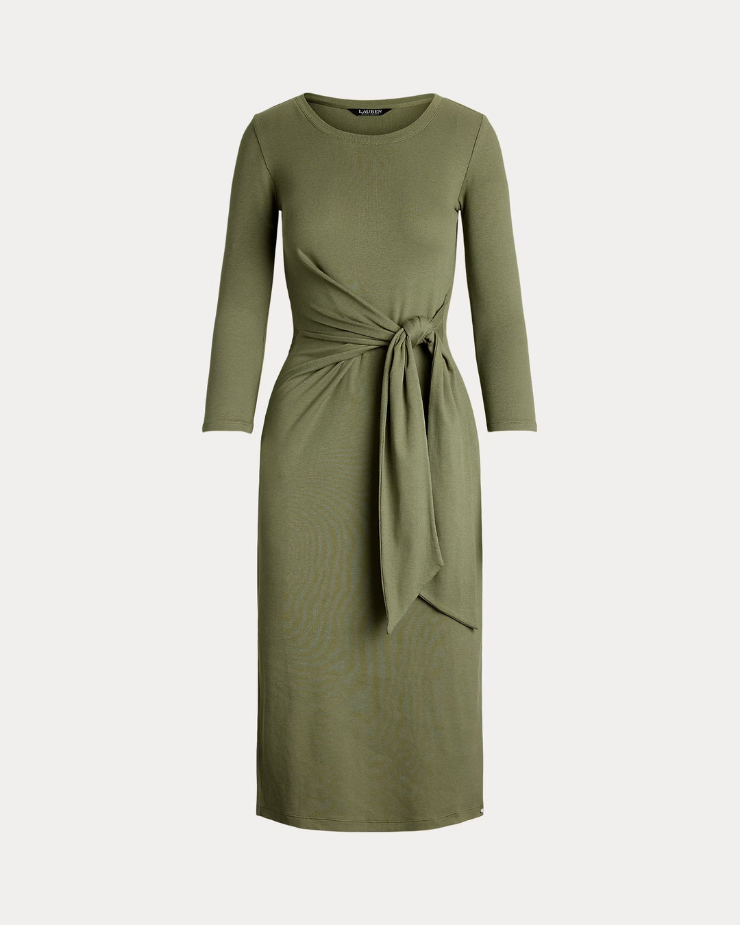 Ralph Lauren Tie-Front Cotton-Blend Crewneck Dress
