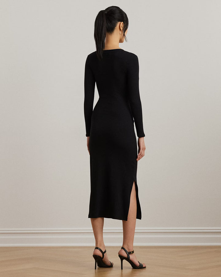 Ralph Lauren Tie-Front Cotton-Blend Crewneck Dress