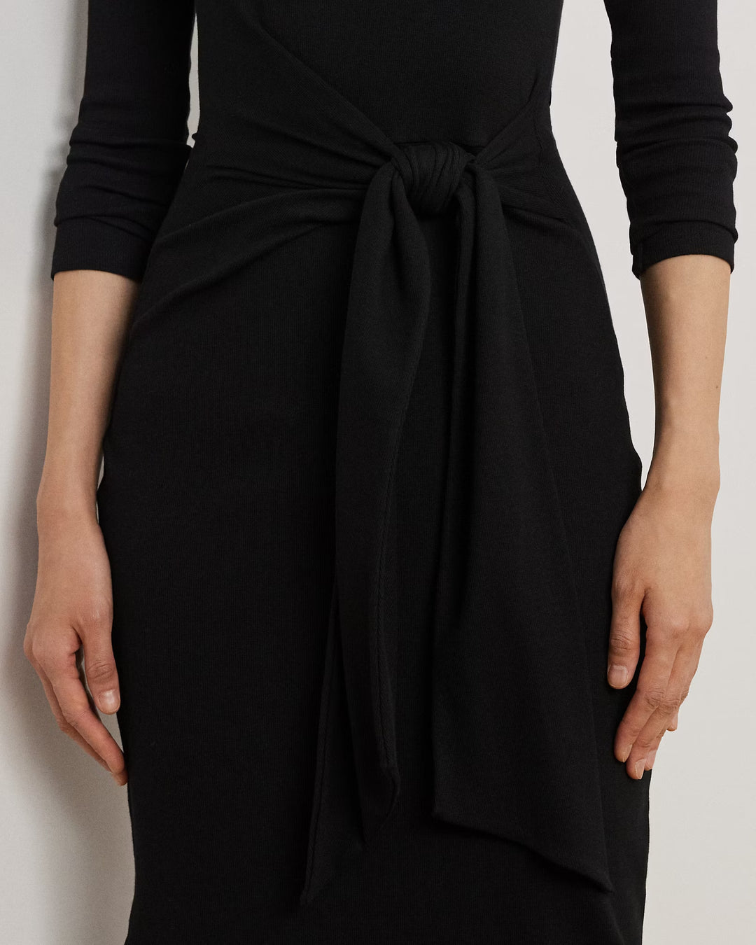 Ralph Lauren Tie-Front Cotton-Blend Crewneck Dress