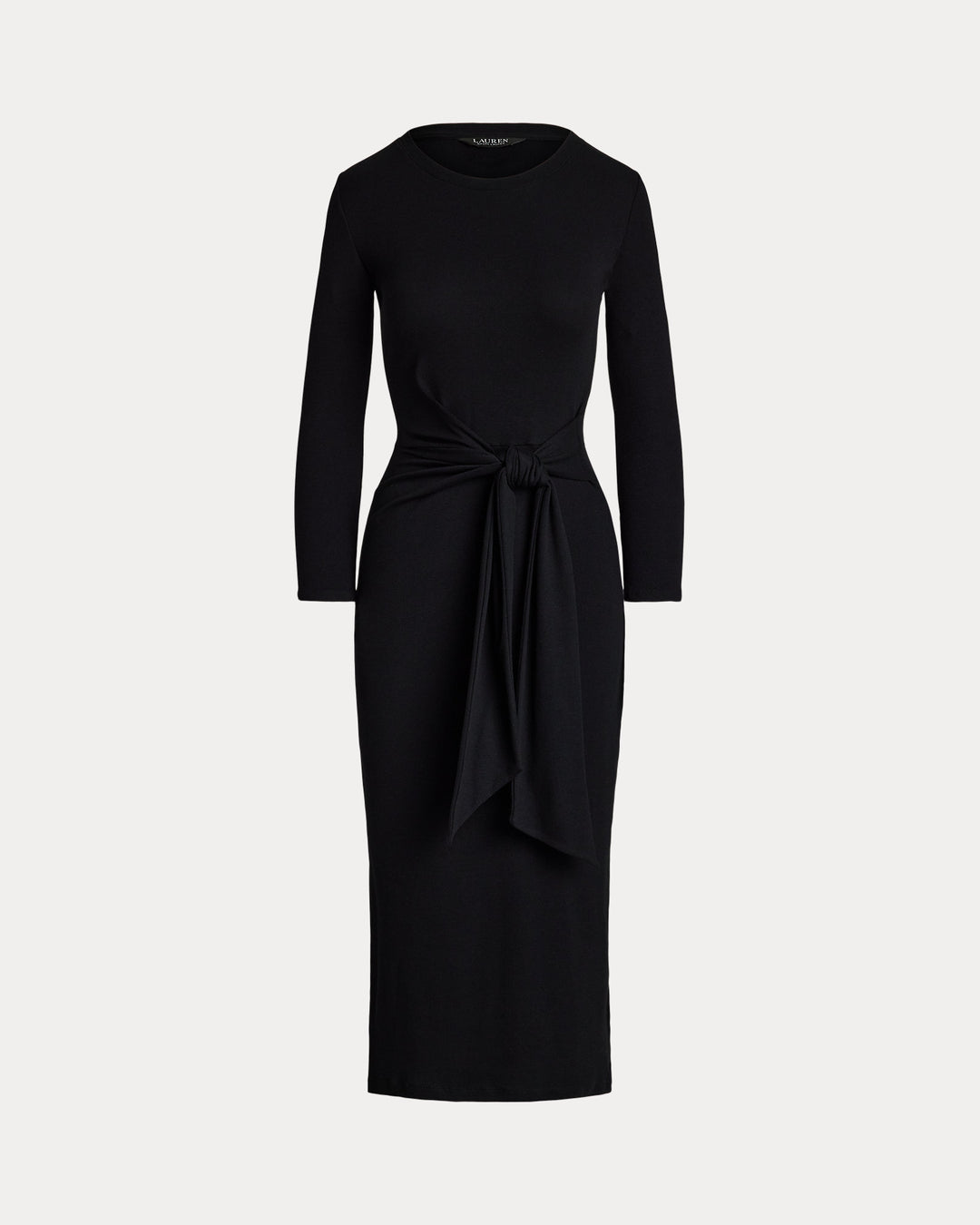 Ralph Lauren Tie-Front Cotton-Blend Crewneck Dress
