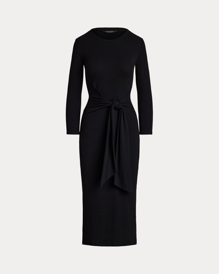 Ralph Lauren Tie-Front Cotton-Blend Crewneck Dress