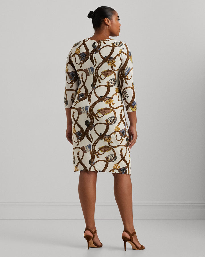 Ralph Lauren Belting-Print Twist-Front Jersey Dress