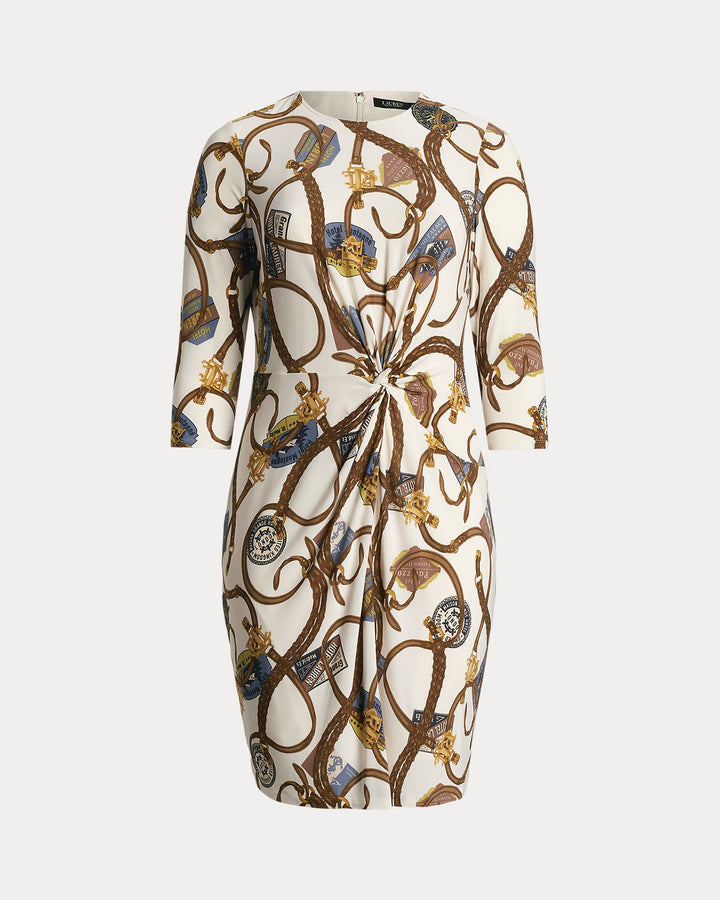 Ralph Lauren Belting-Print Twist-Front Jersey Dress