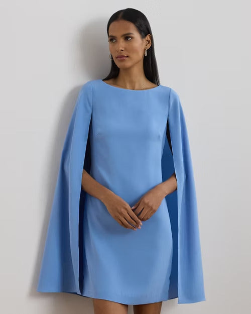 Ralph Lauren Cape Georgette Cocktail Dress
