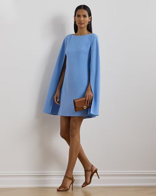 Ralph Lauren Cape Georgette Cocktail Dress